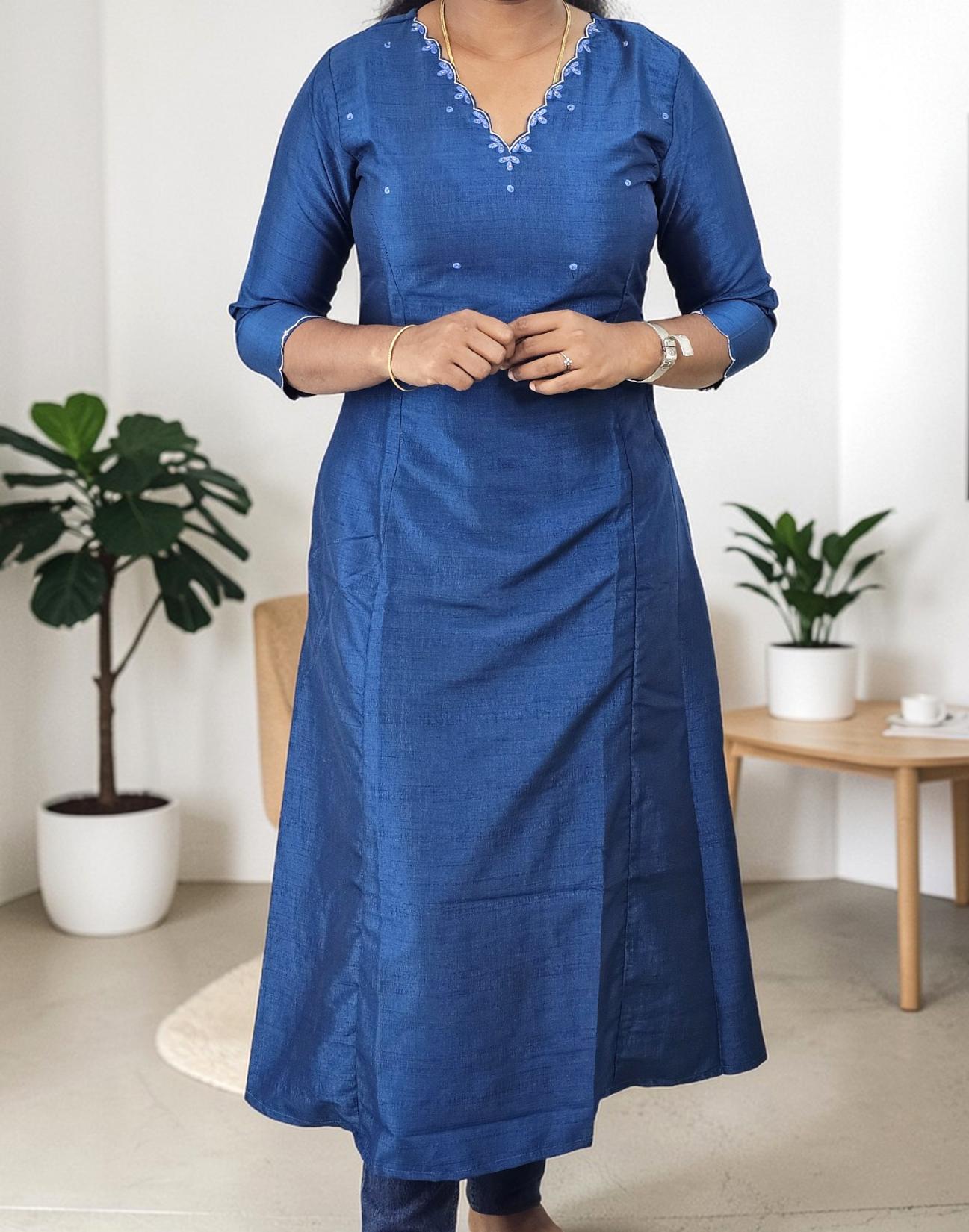 KURTIS A-LINE PEACOCK BLUE E6860 240326K - ELENTRA DESIGNS BY NIMI HEINS