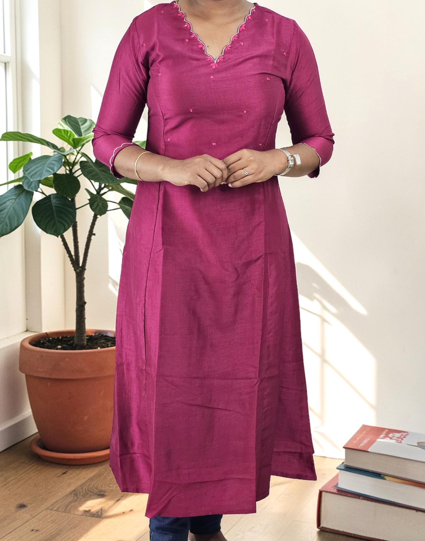 KURTIS A-LINE WINE E6860 240326K - ELENTRA DESIGNS BY NIMI HEINS