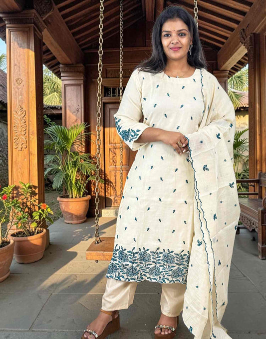 READY TO WEAR ONAM SPECIAL TEAL BLUE E7155 270726RW - ELENTRA DESIGNS BY NIMI HEINS