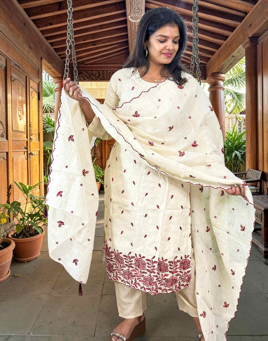 READY TO WEAR ONAM SPECIAL MAROON E7155 270726RW - ELENTRA DESIGNS BY NIMI HEINS