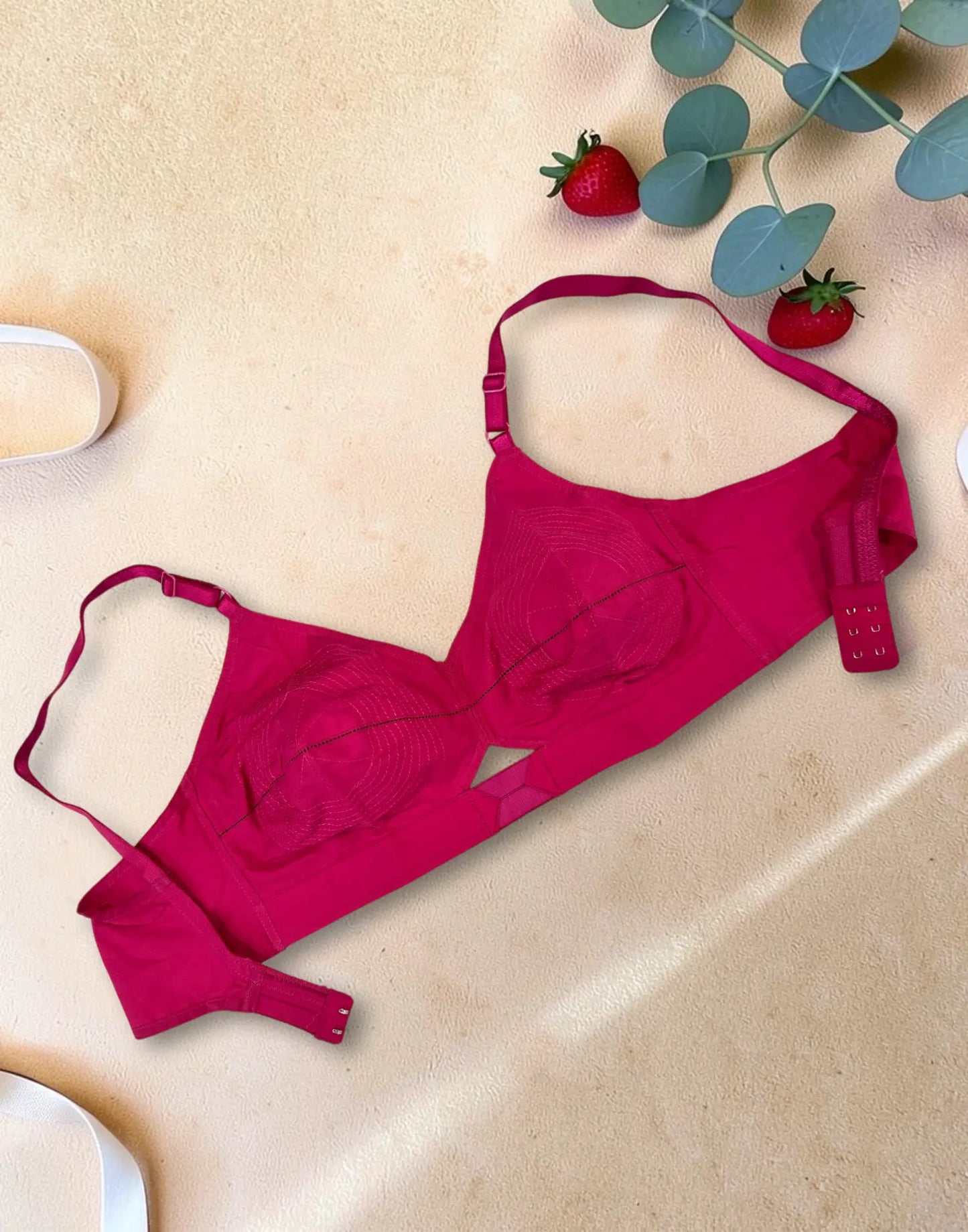 NON-PADDED BRA COTTON ROUND STITCH (LILLYS JASMINE) HOT PINK E6845 120626BR - ELENTRA DESIGNS BY NIMI HEINS