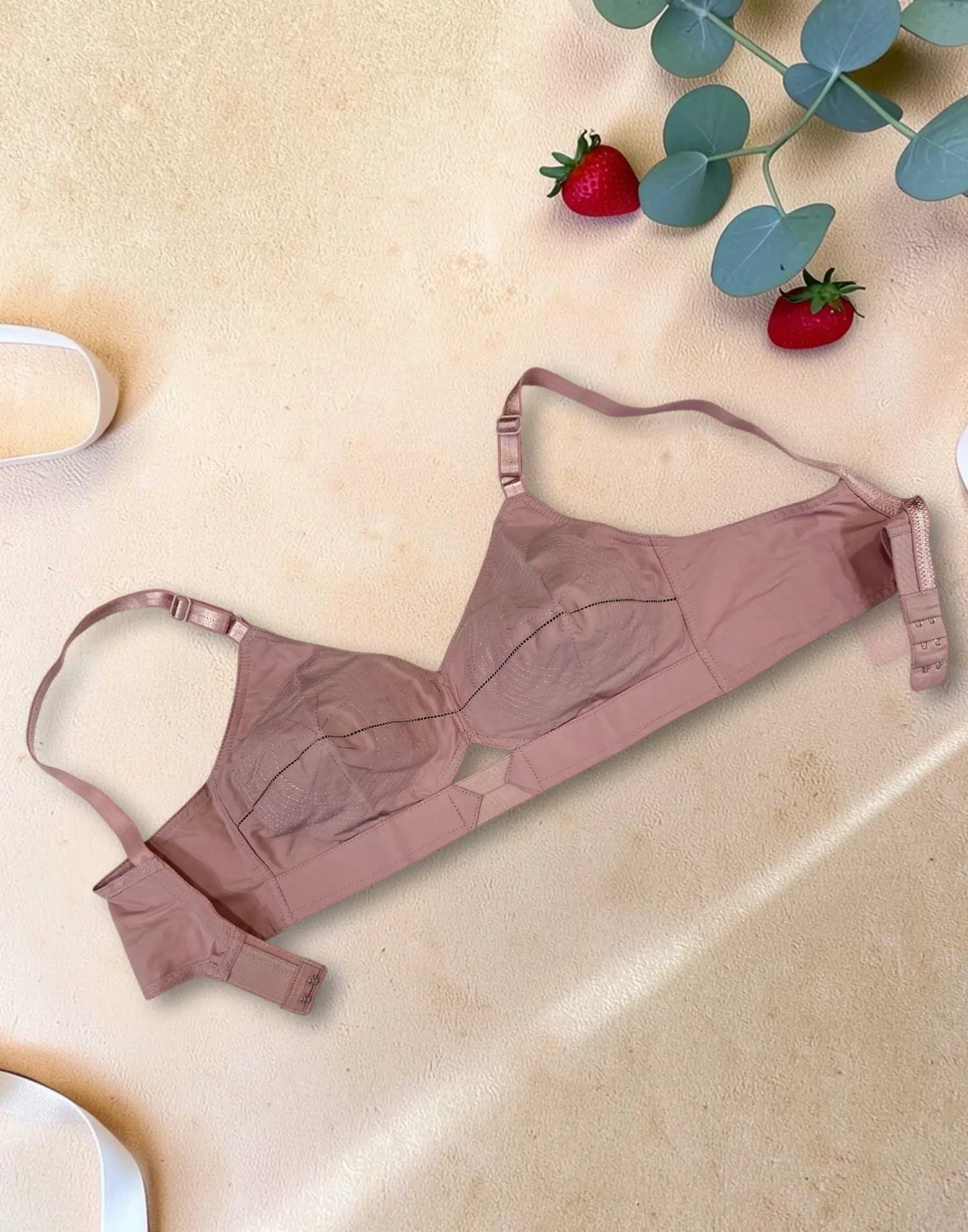 NON-PADDED BRA COTTON ROUND STITCH (LILLYS JASMINE) CHAMPAGNE PINK E6845 120626BR - ELENTRA DESIGNS BY NIMI HEINS
