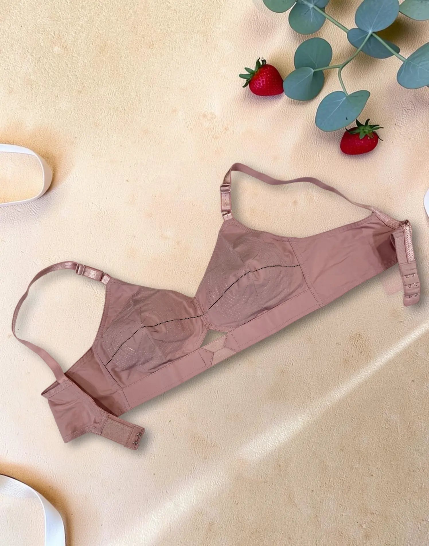NON-PADDED BRA COTTON ROUND STITCH (LILLYS JASMINE) CHAMPAGNE PINK E6845 120626BR - ELENTRA DESIGNS BY NIMI HEINS
