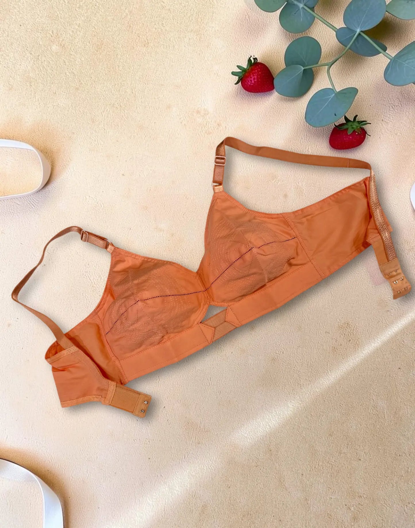 NON-PADDED BRA COTTON ROUND STITCH (LILLYS JASMINE) L.ORANGE E6845 120626BR - ELENTRA DESIGNS BY NIMI HEINS
