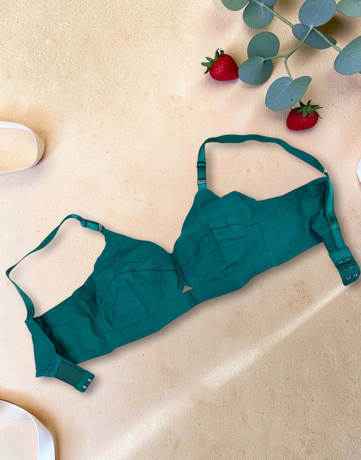NON-PADDED BRA COTTON ROUND STITCH (LILLYS USHAS) TEAL GREEN E6844 120626BR - ELENTRA DESIGNS BY NIMI HEINS