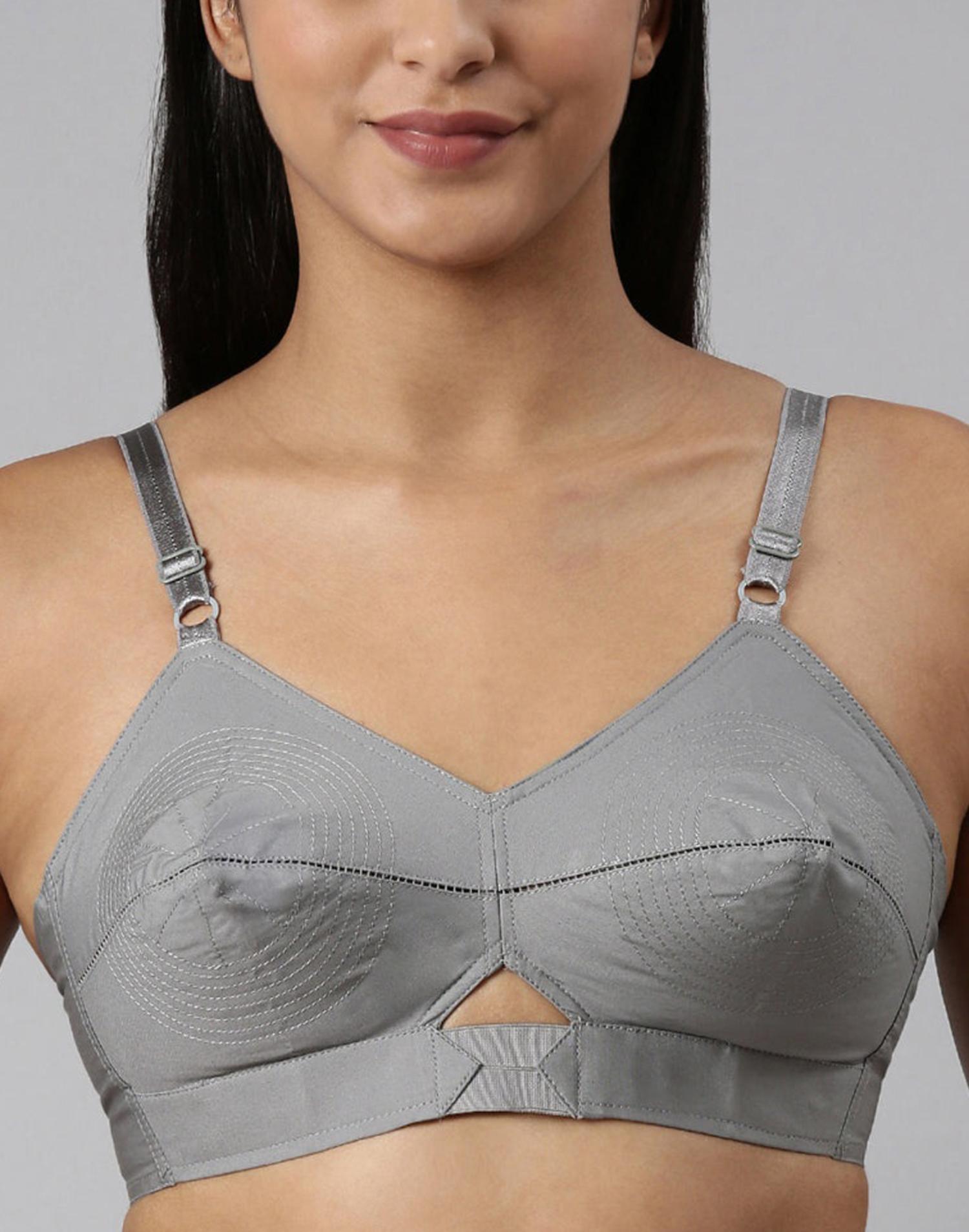 NON PADDED COTTON ROUND STITCH BRA BLOSSOM AUTHENTIC DARK GRAY E3007- E3009-E3077 221025BR - ELENTRA DESIGNS BY NIMI HEINS