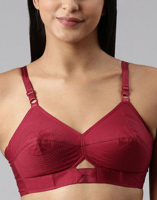 NON PADDED COTTON ROUND STITCH BRA BLOSSOM AUTHENTIC MAROON E3007- E3009-E3077 221025BR - ELENTRA DESIGNS BY NIMI HEINS