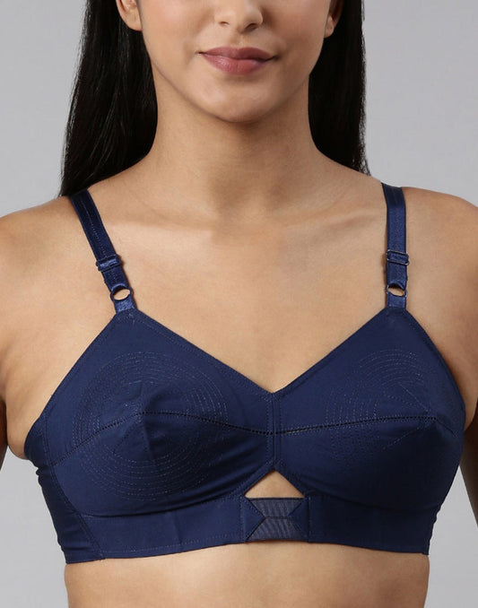 NON PADDED COTTON ROUND STITCH BRA BLOSSOM AUTHENTIC NAVY BLUE E3007- E3009-E3077 221025BR - ELENTRA DESIGNS BY NIMI HEINS