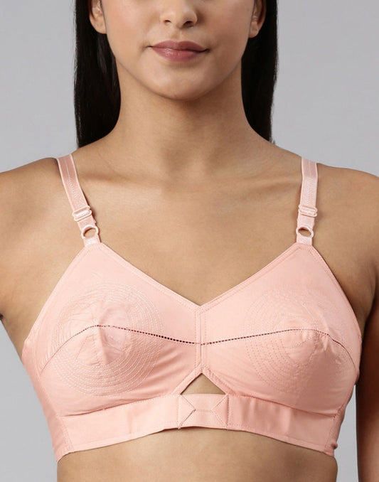 NON PADDED COTTON ROUND STITCH BRA BLOSSOM AUTHENTIC PEACH E3007- E3009-E3077 221025BR - ELENTRA DESIGNS BY NIMI HEINS