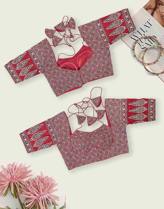 READYMADE BLOUSE MAROON E6467 100926BL - ELENTRA DESIGNS BY NIMI HEINS