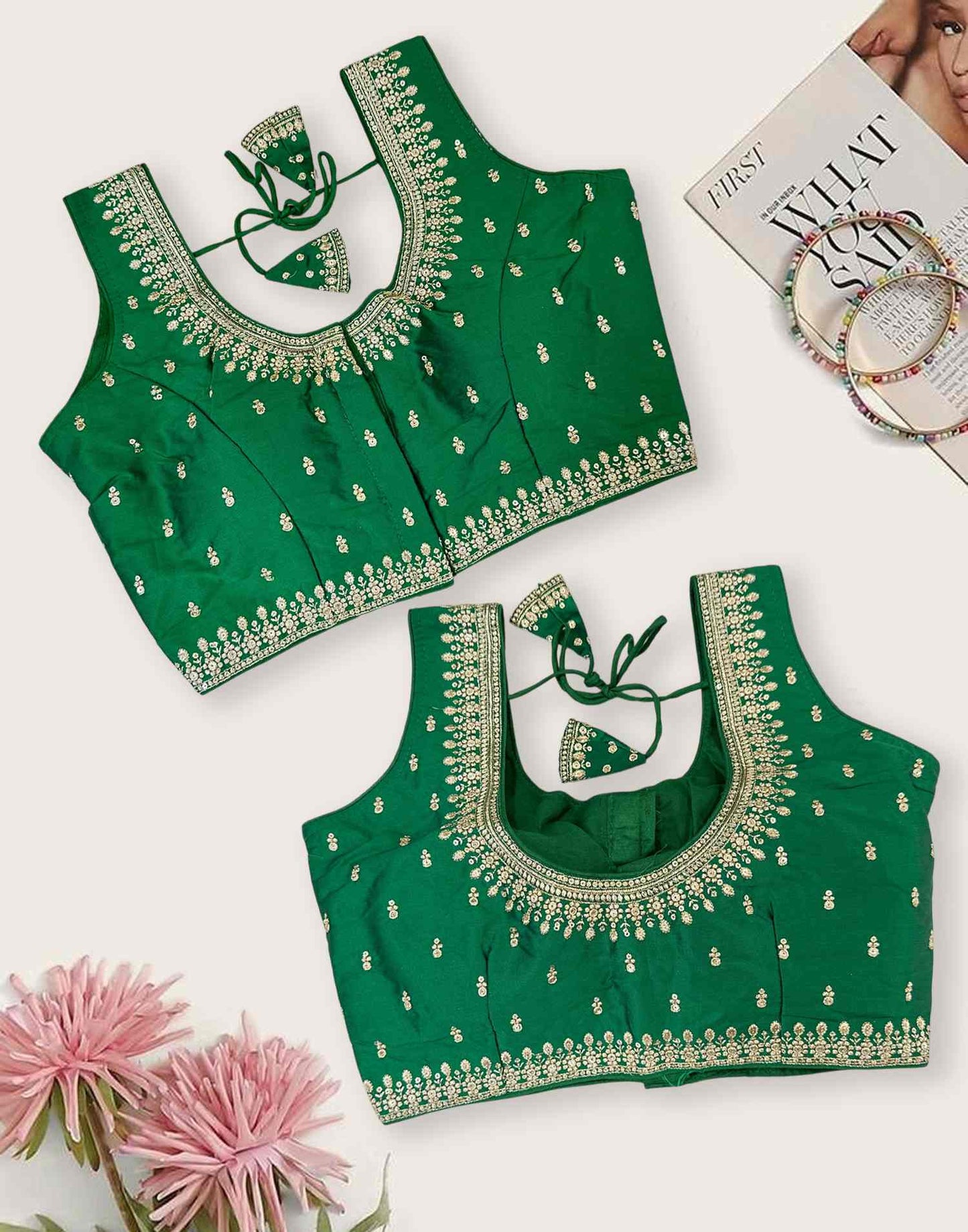 READYMADE BLOUSE GREEN E6527 080926BL