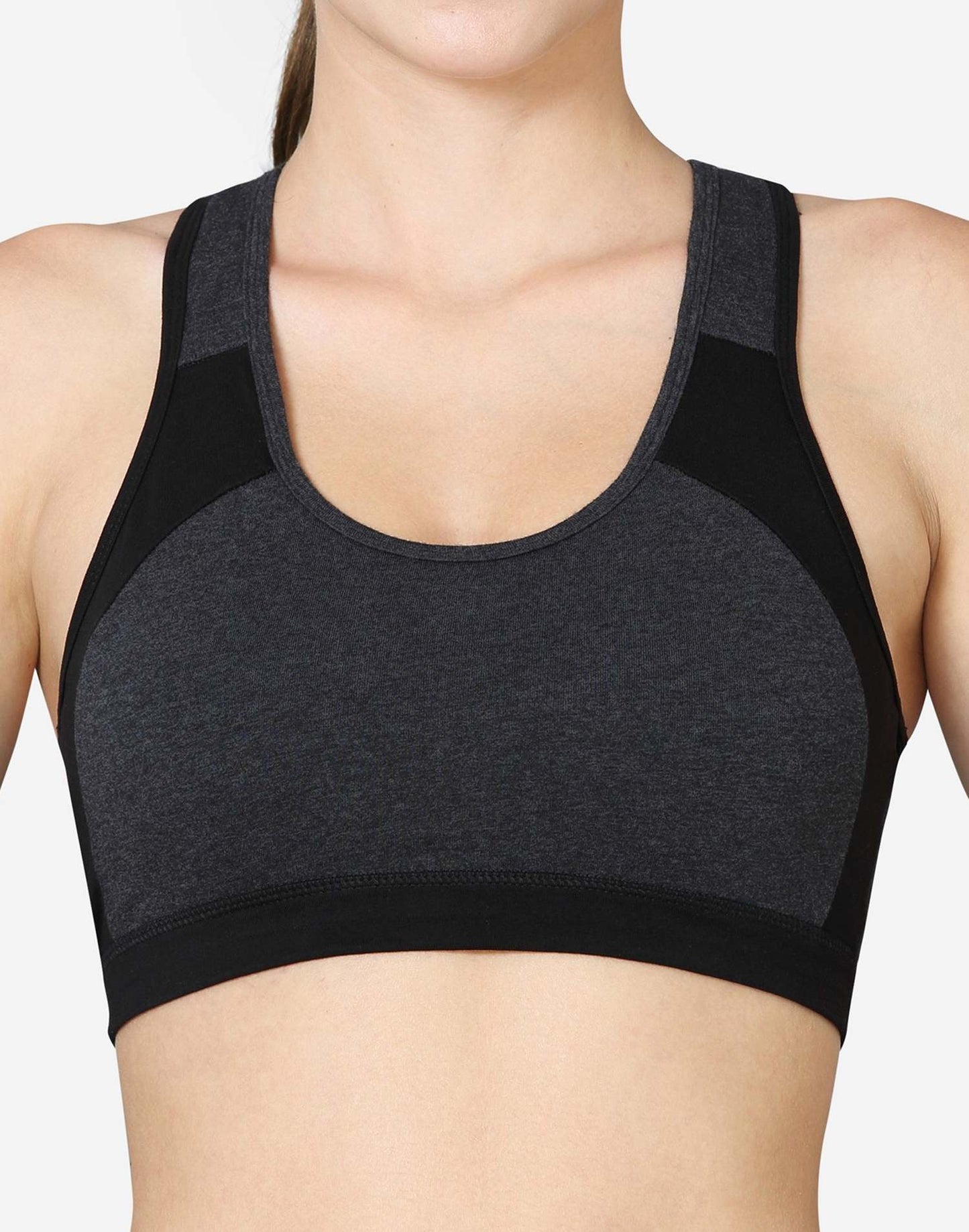 SPORTS BRA VSTAR RACER BACK STYLING BLACK n CHARCOAL MELANGE E7066-E7067-E7068 250626BR