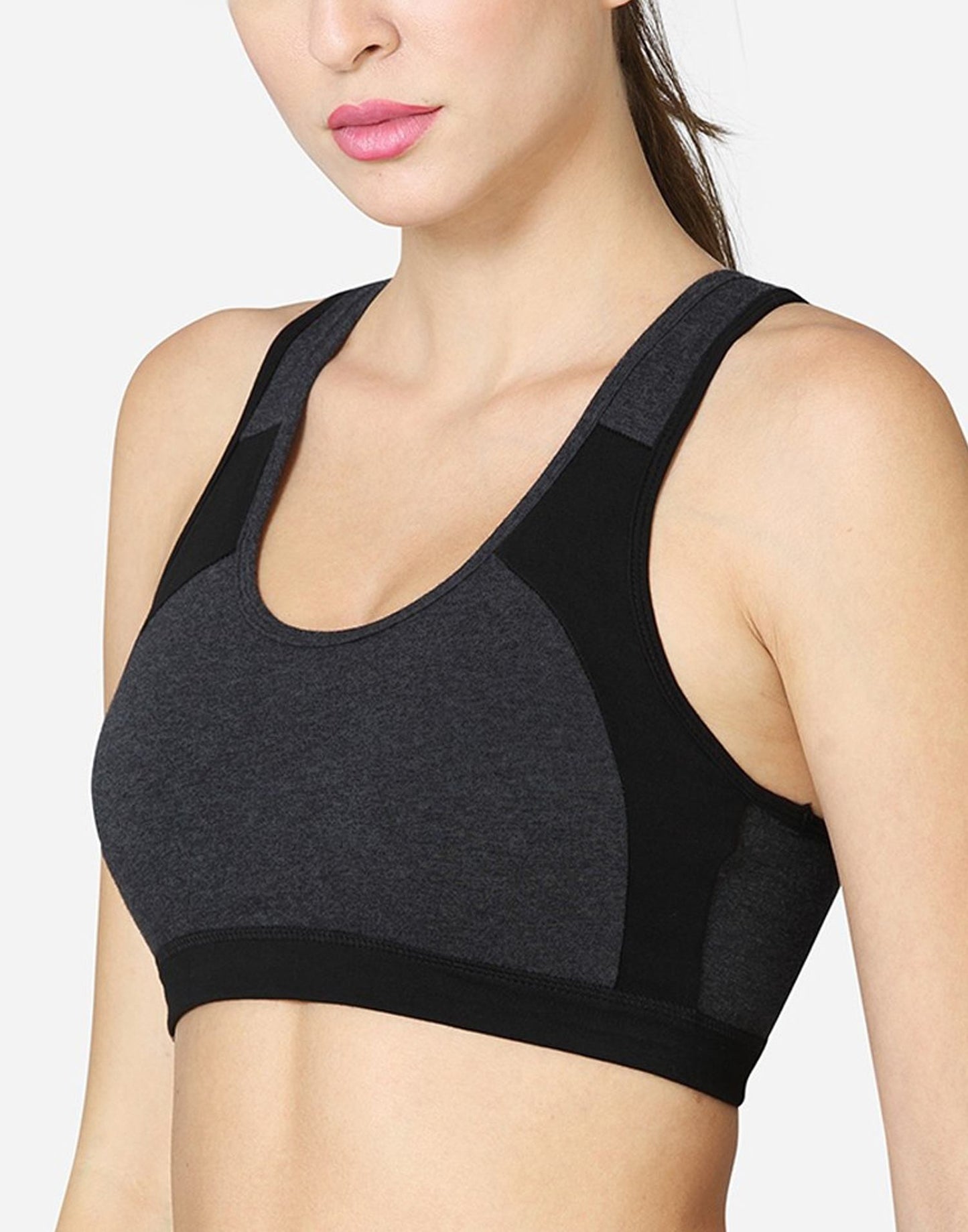 SPORTS BRA VSTAR RACER BACK STYLING BLACK n CHARCOAL MELANGE E7066-E7067-E7068 250626BR