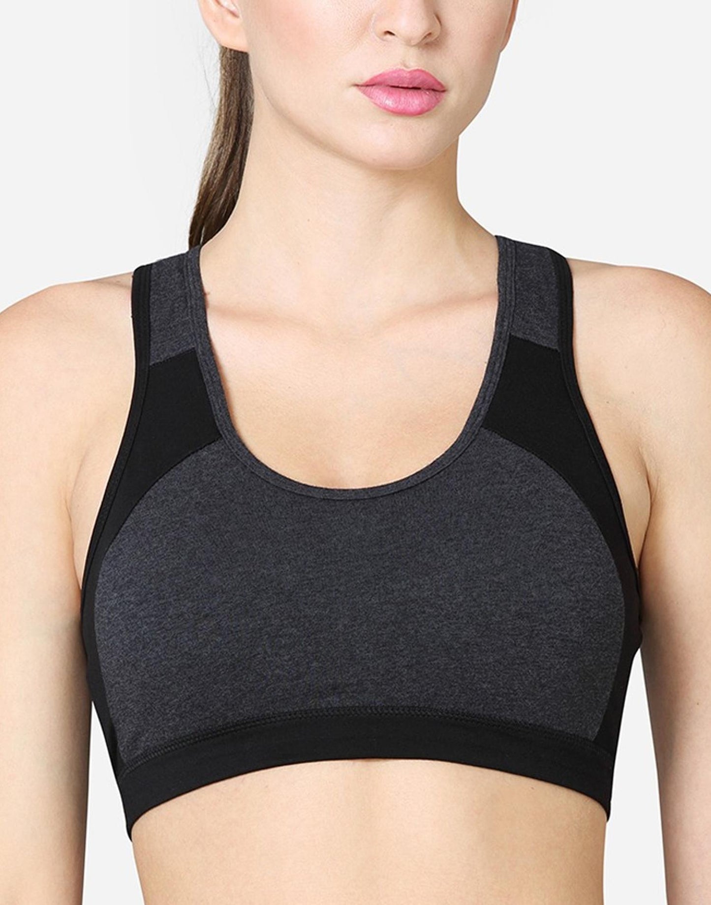 SPORTS BRA VSTAR RACER BACK STYLING BLACK n CHARCOAL MELANGE E7066-E7067-E7068 250626BR
