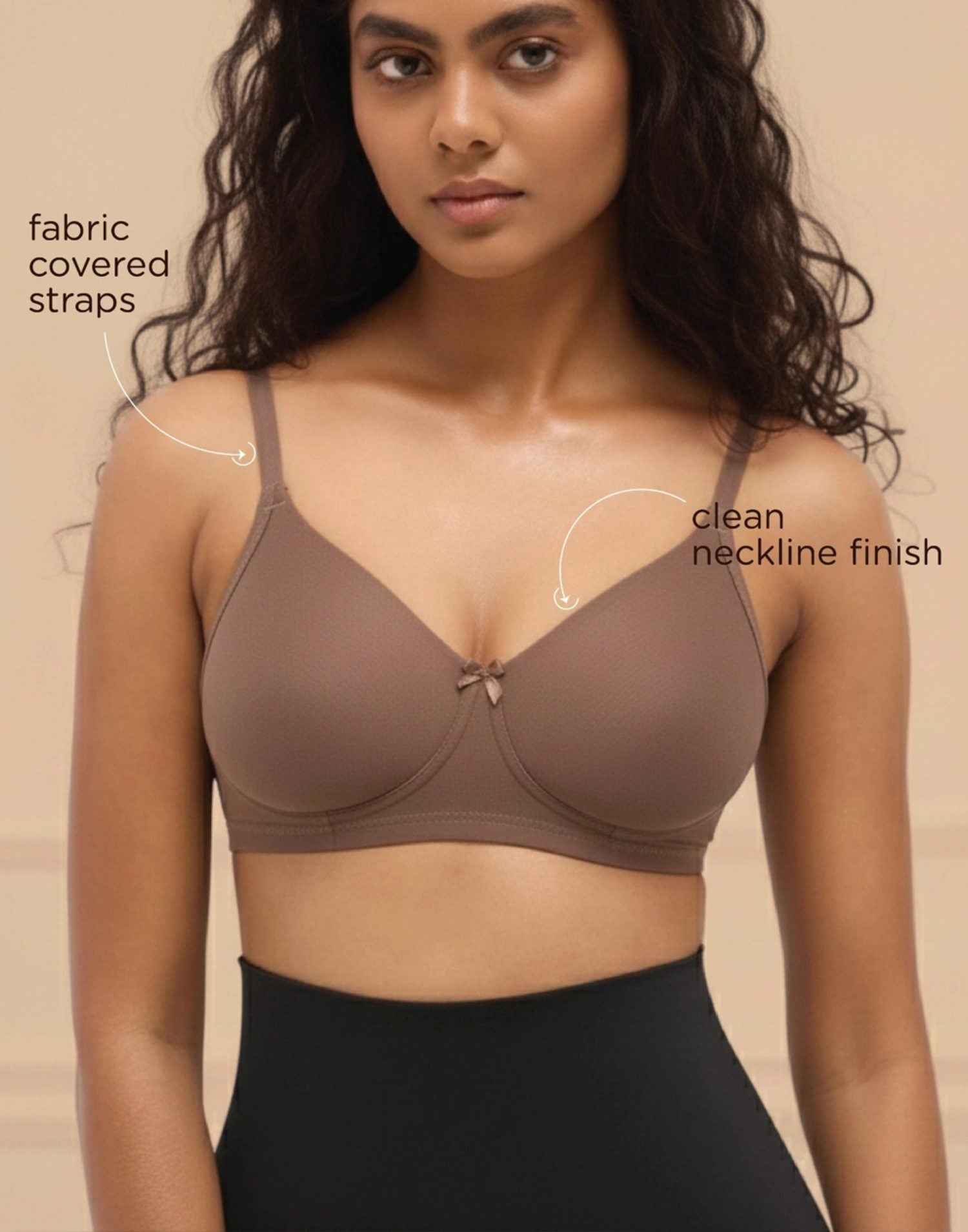 NON PADDED T-SHIRT BRA BLOSSOM ESSENTIAL CAMEL BROWN E3179-E3180 210625BR