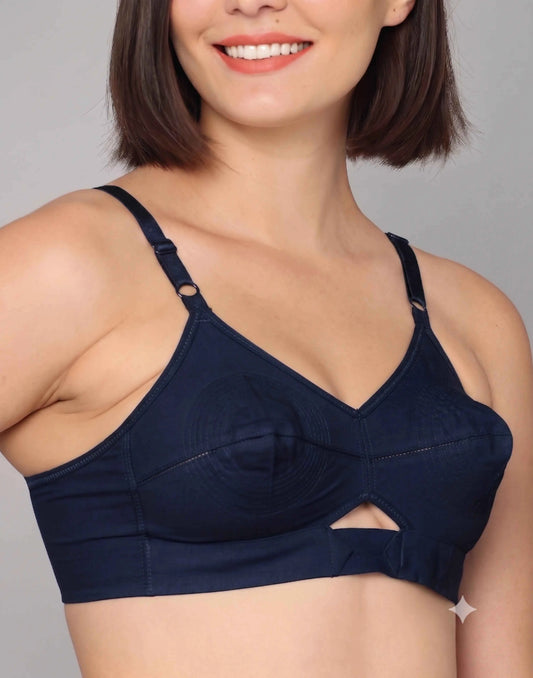 NON-PADDED BRA COTTON ROUND STITCH COLLIN COUTURE DARK MIDNIGHT BLUE E5460 110626BR