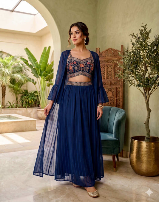 PARTY WEAR DARK BLUE E2342 230626PW - ELENTRA DESIGNS BY NIMI HEINS