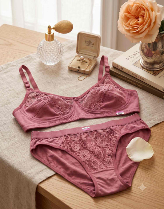 BRA N PANTY COMBO V-MAX PEACH (E6075-E6076) 180426BP - ELENTRA DESIGNS BY NIMI HEINS