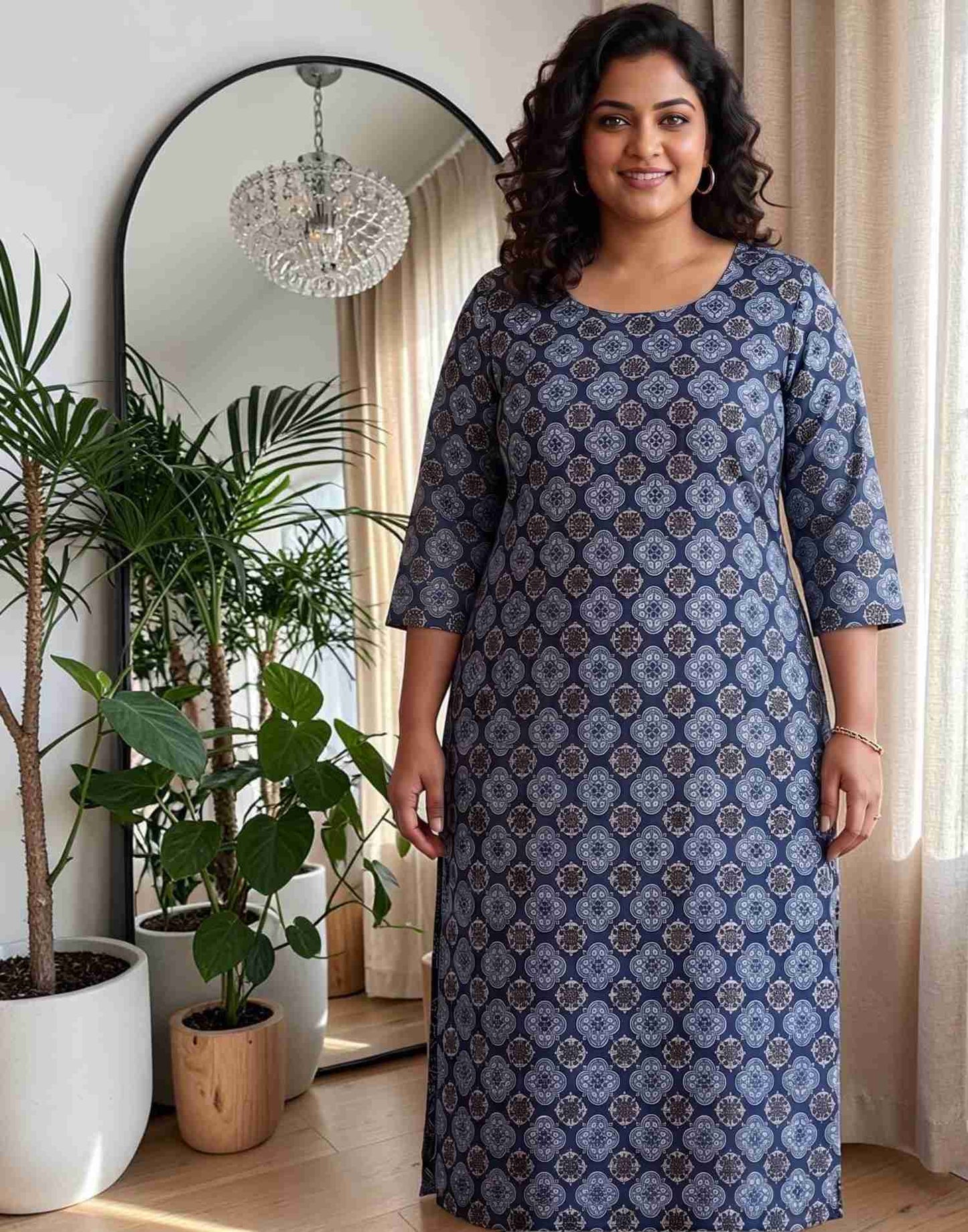 PLUS SIZE KURTIS NAVY BLUE 280626K