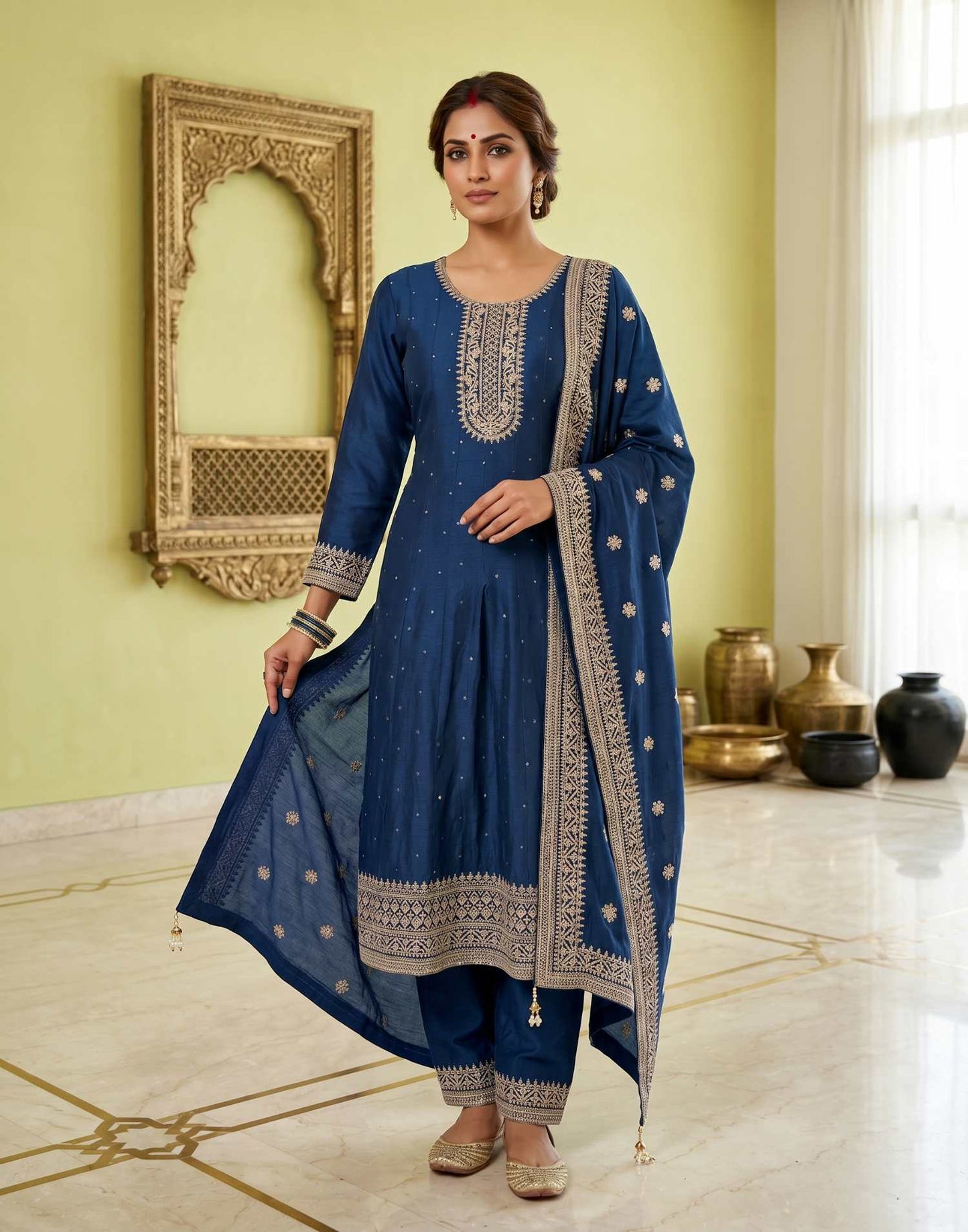 PARTY WEAR TEAL BLUE E3953 230626PW