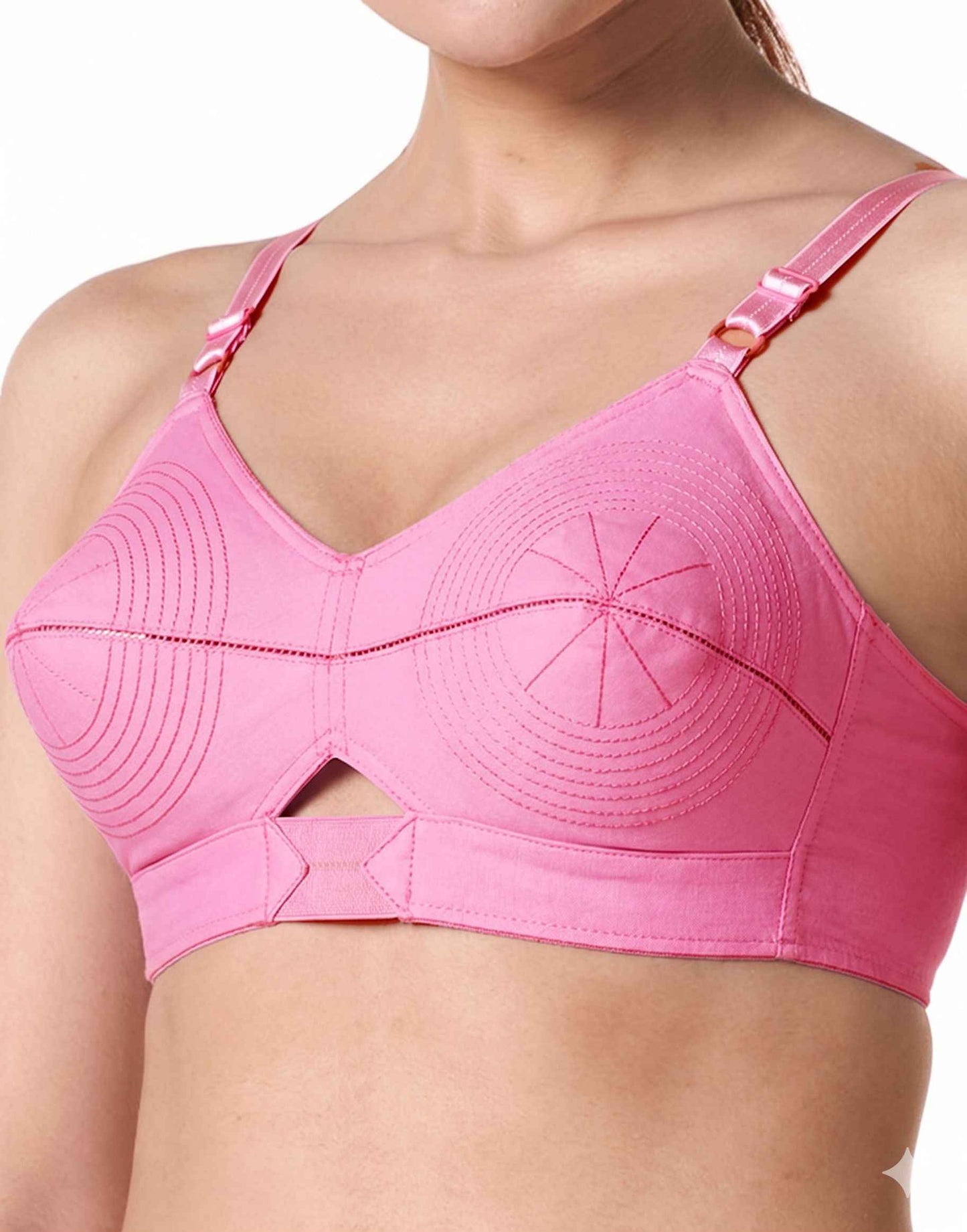 NON PADDED COTTON ROUND STITCH BRA BLOSSOM PRIYASAJINI PINK E1568 251025BR