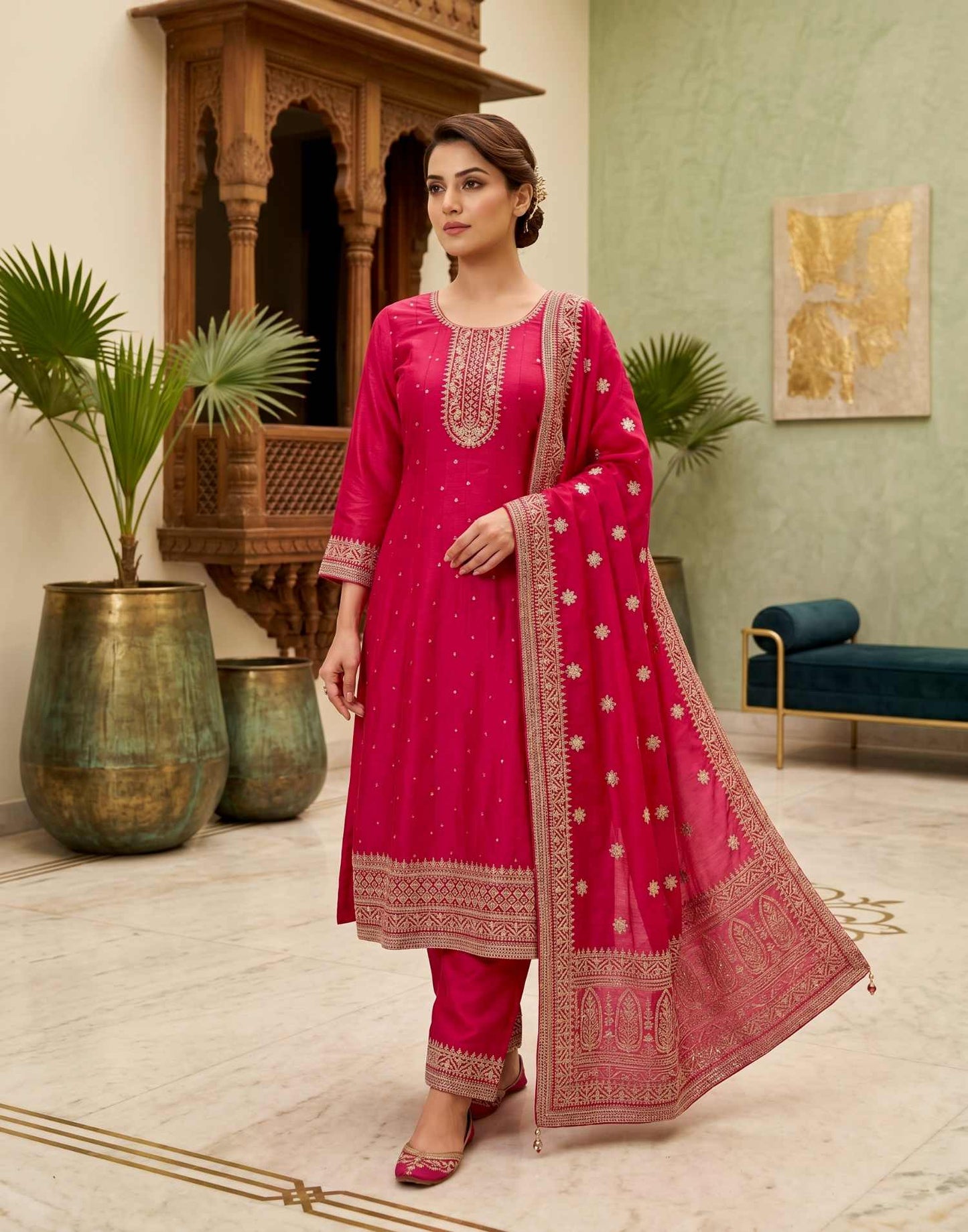PARTY WEAR RANI PINK E3953 230626PW