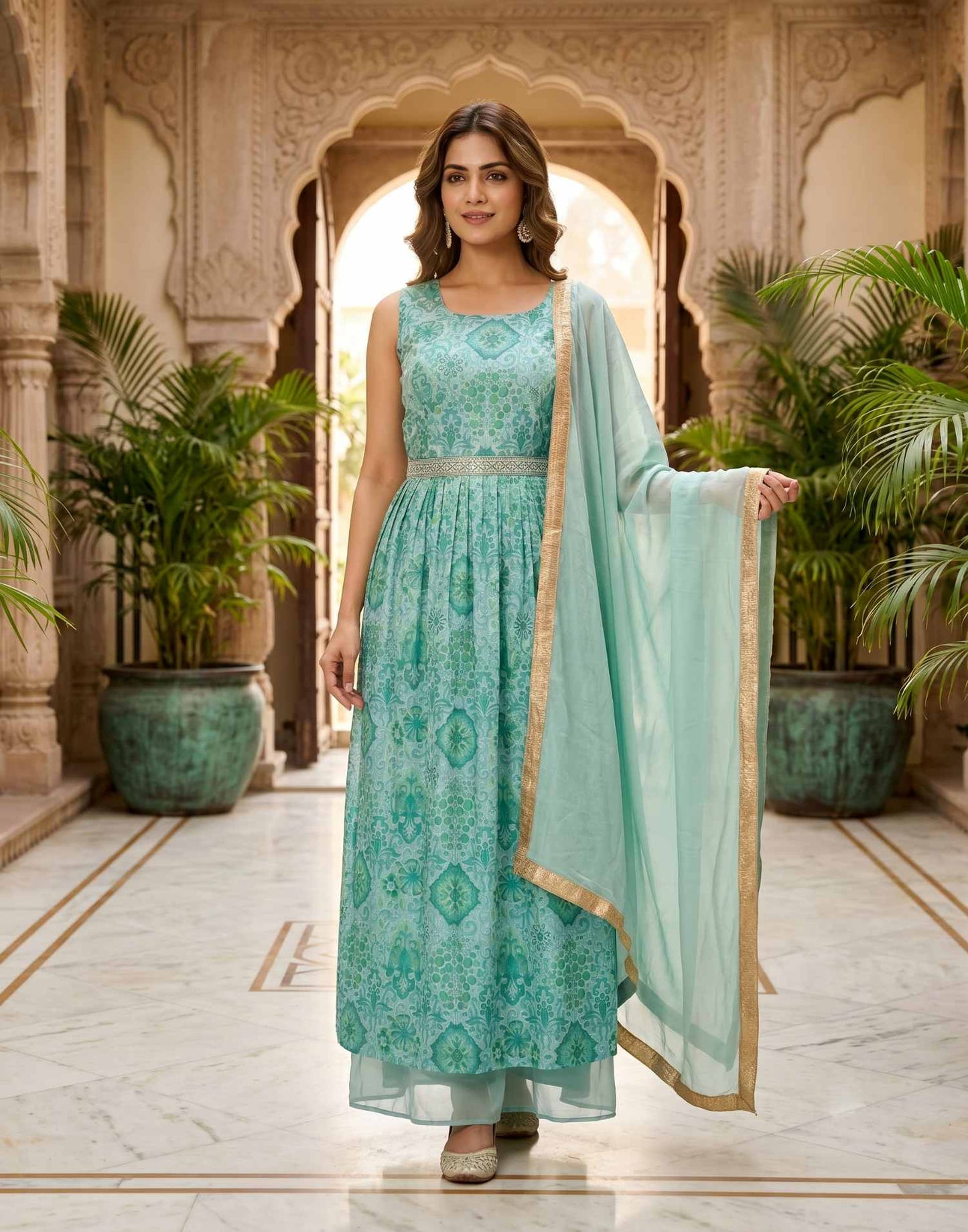 PARTY WEAR SEA GREEN E2363 230626PW