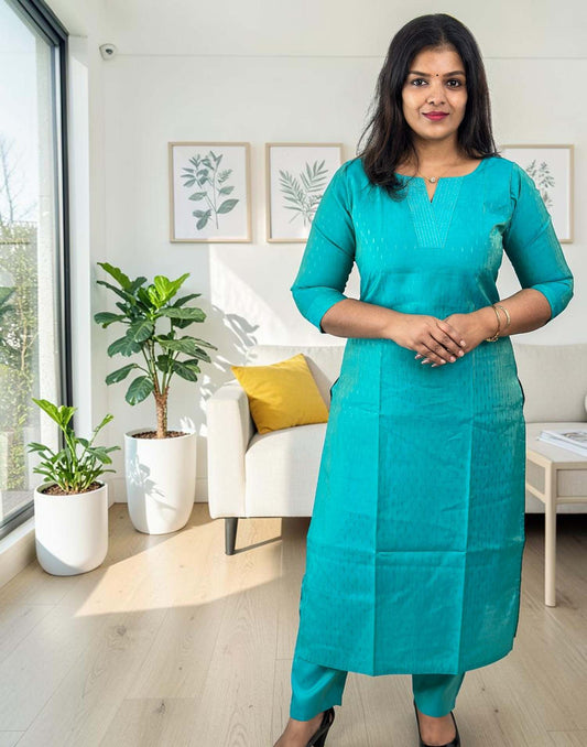KURTI SET TURKISH GREEN E7054 180626KS - ELENTRA DESIGNS BY NIMI HEINS