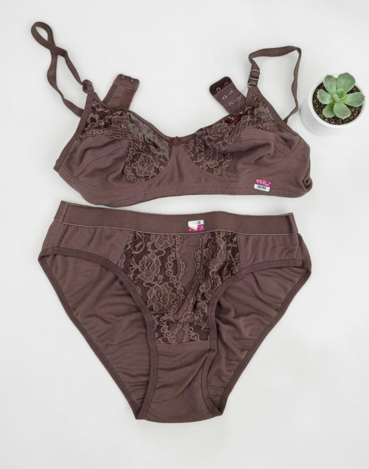 BRA N PANTY COMBO V-MAX CHOCOLATE (E6075-E6076) 180426BP - ELENTRA DESIGNS BY NIMI HEINS