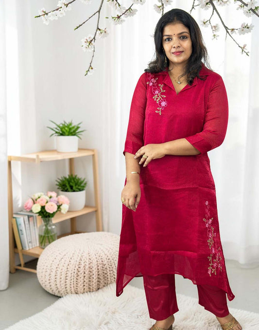 CO-ORD SET CHERRY RED 280626CS - ELENTRA DESIGNS BY NIMI HEINS