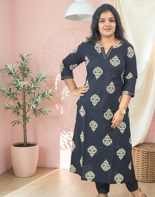 KURTI SET BLACK E7080 030726KS - ELENTRA DESIGNS BY NIMI HEINS