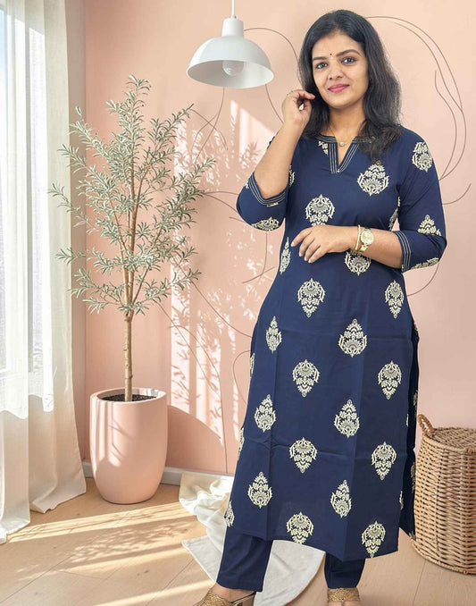 KURTI SET BLUE E7080 030726KS - ELENTRA DESIGNS BY NIMI HEINS