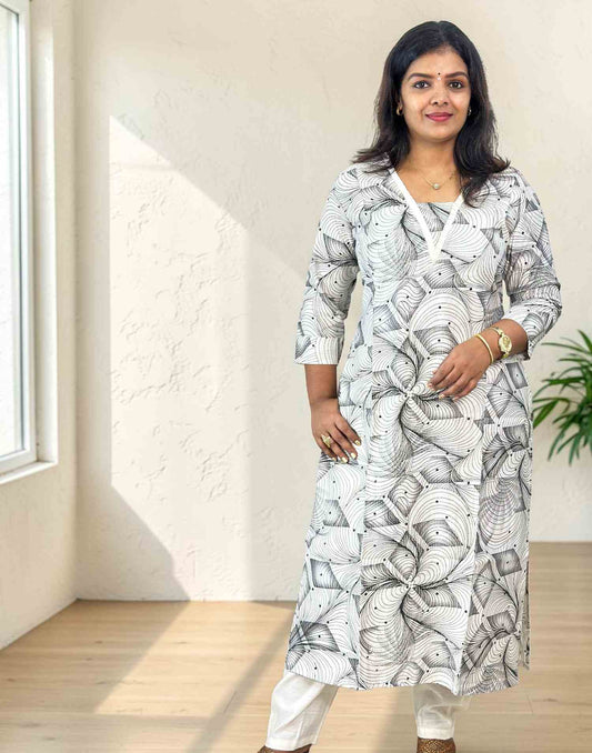 KURTI SET OFF WHITE E7080 010726KS - ELENTRA DESIGNS BY NIMI HEINS