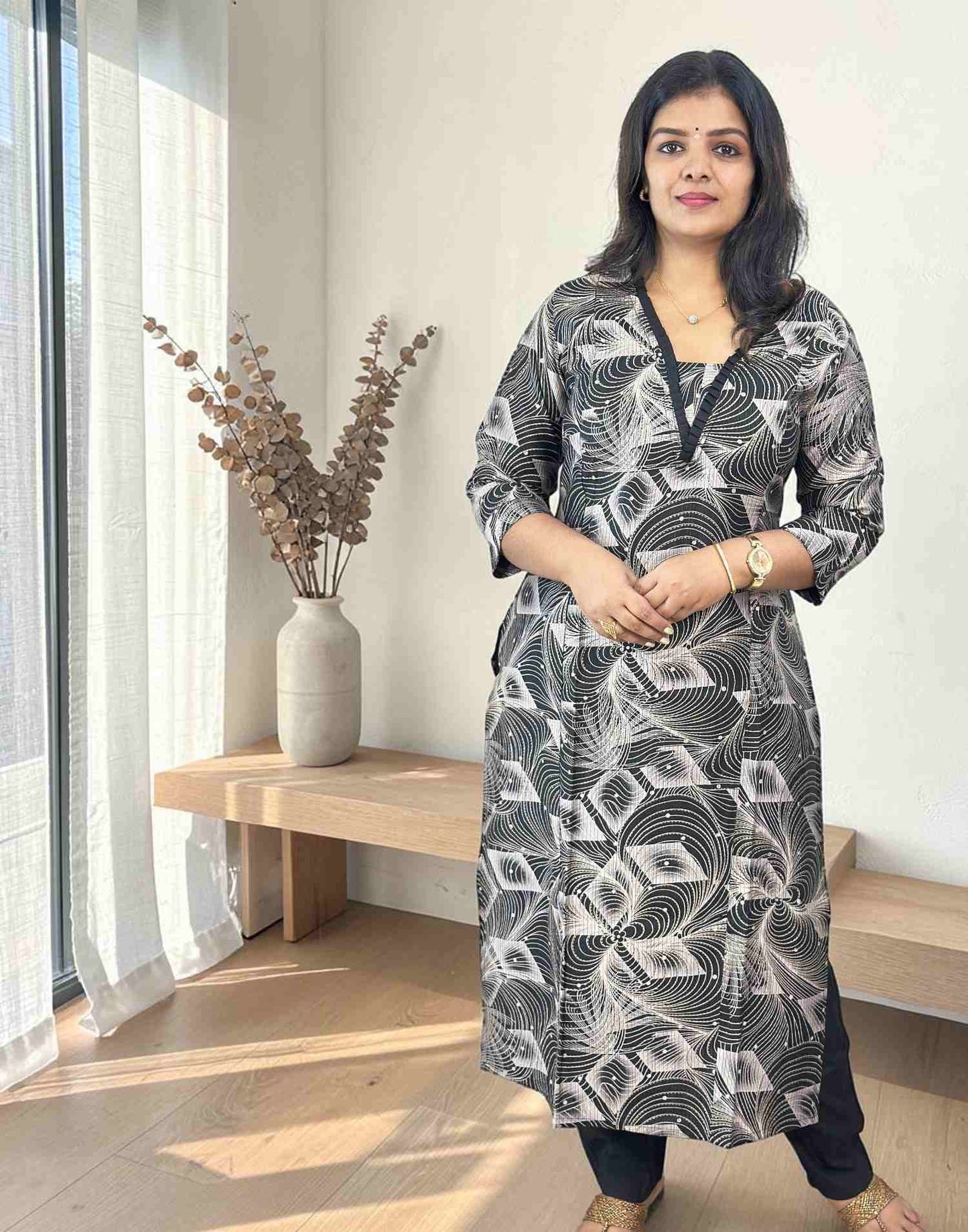 KURTI SET BLACK E7080 010726KS