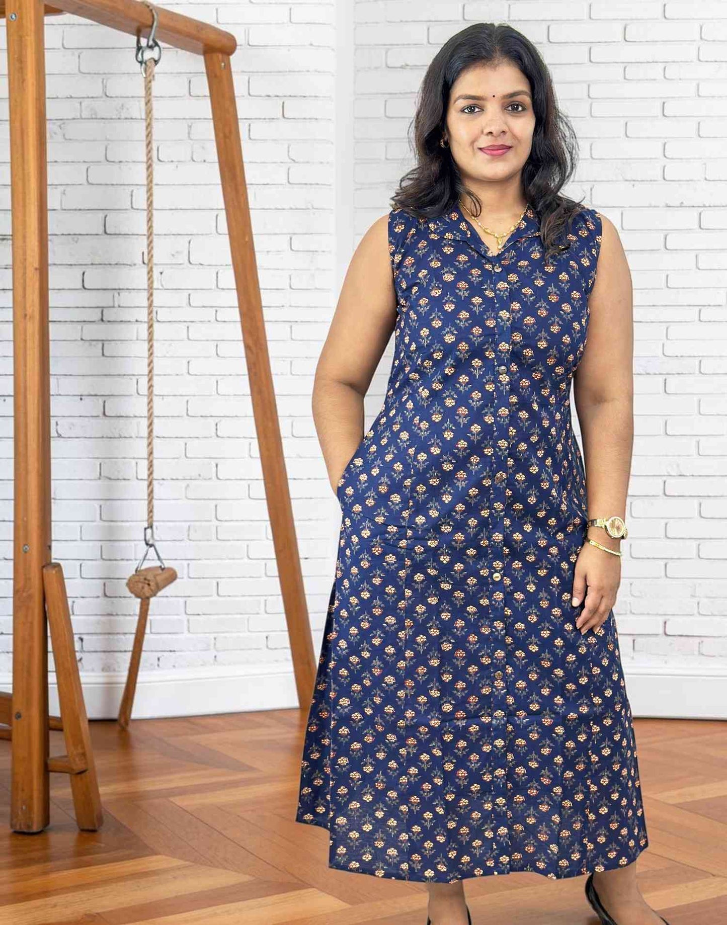 KURTIS A-LINE BLUE E7081 020726AK - ELENTRA DESIGNS BY NIMI HEINS