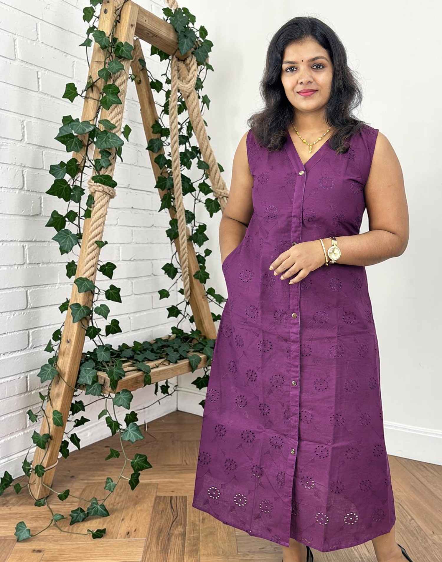 KURTIS A-LINE PURPLE E7082 030726AK - ELENTRA DESIGNS BY NIMI HEINS