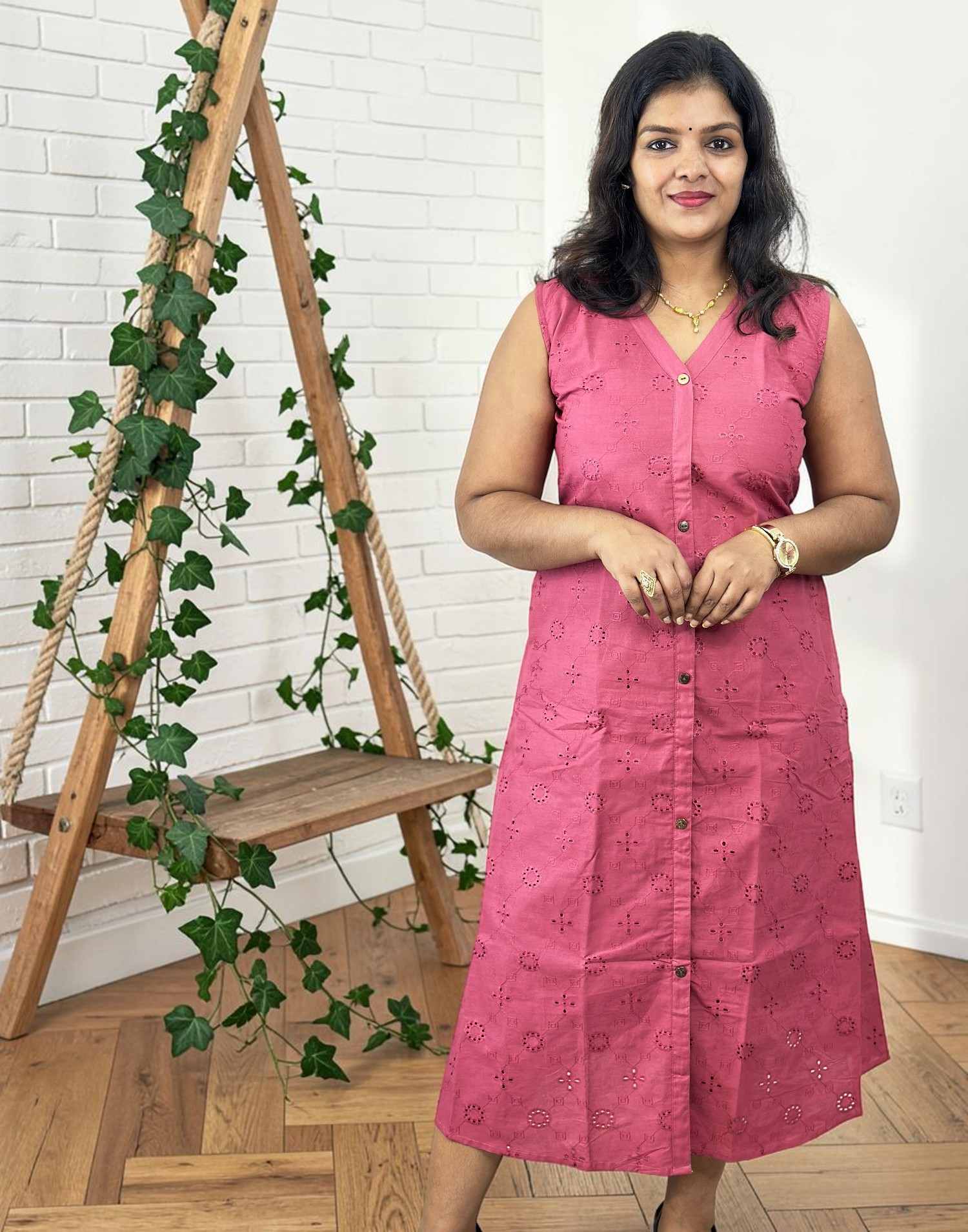 KURTIS A-LINE ONION PINK E7082 030726AK - ELENTRA DESIGNS BY NIMI HEINS