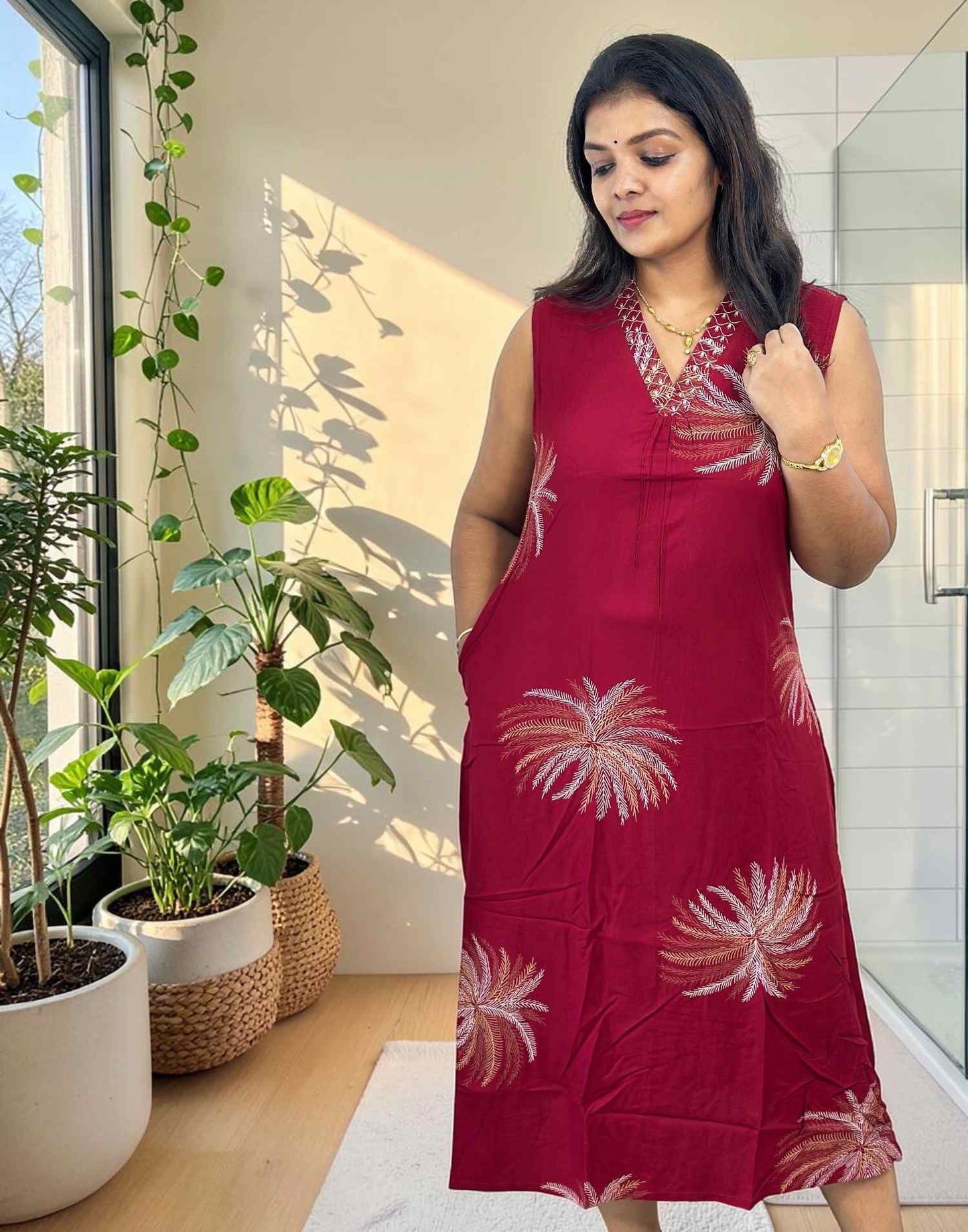 KURTIS A-LINE MAROON E7113 120726AK