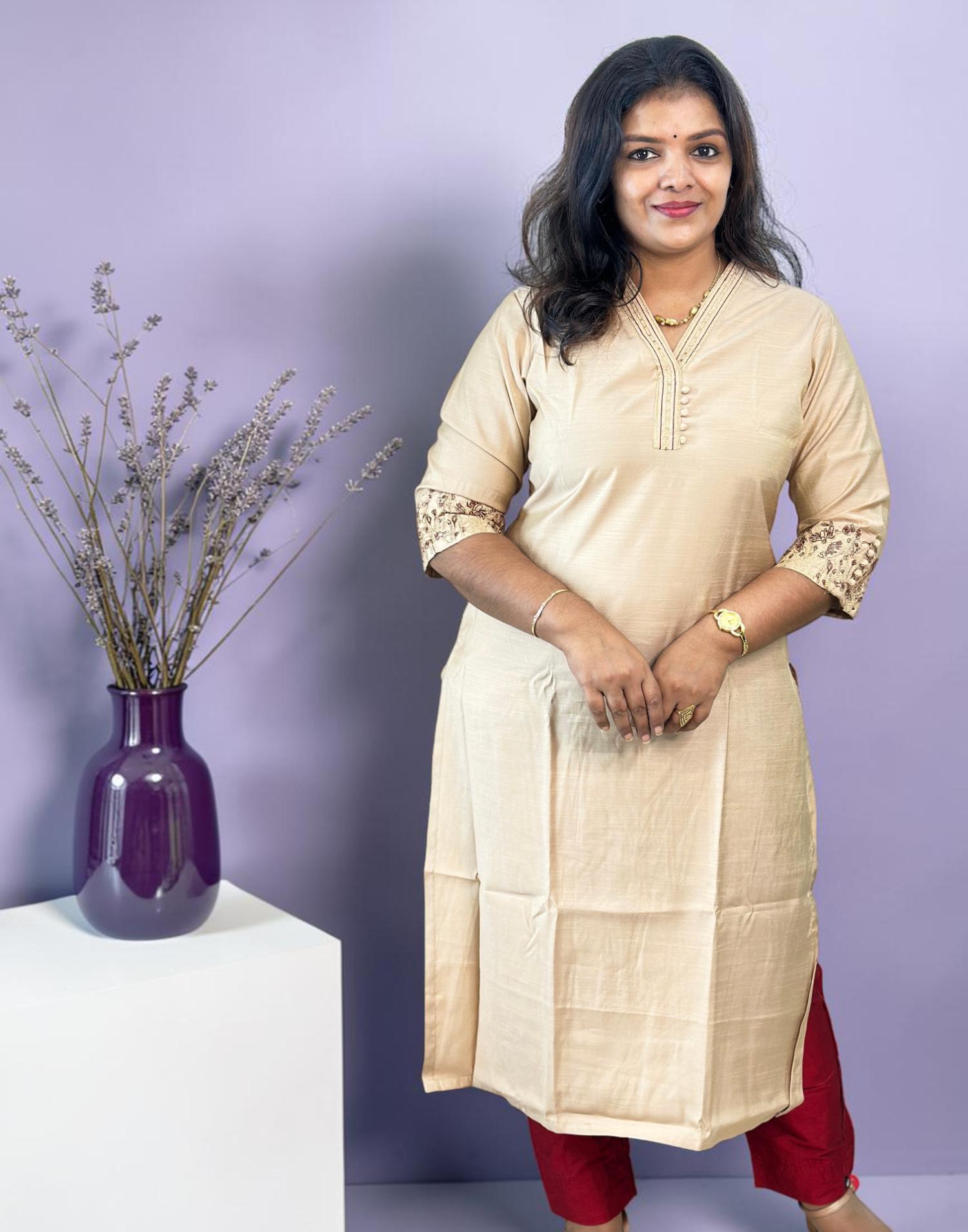 KURTIS EMBROIDERY CREAM E7113 120726EK - ELENTRA DESIGNS BY NIMI HEINS