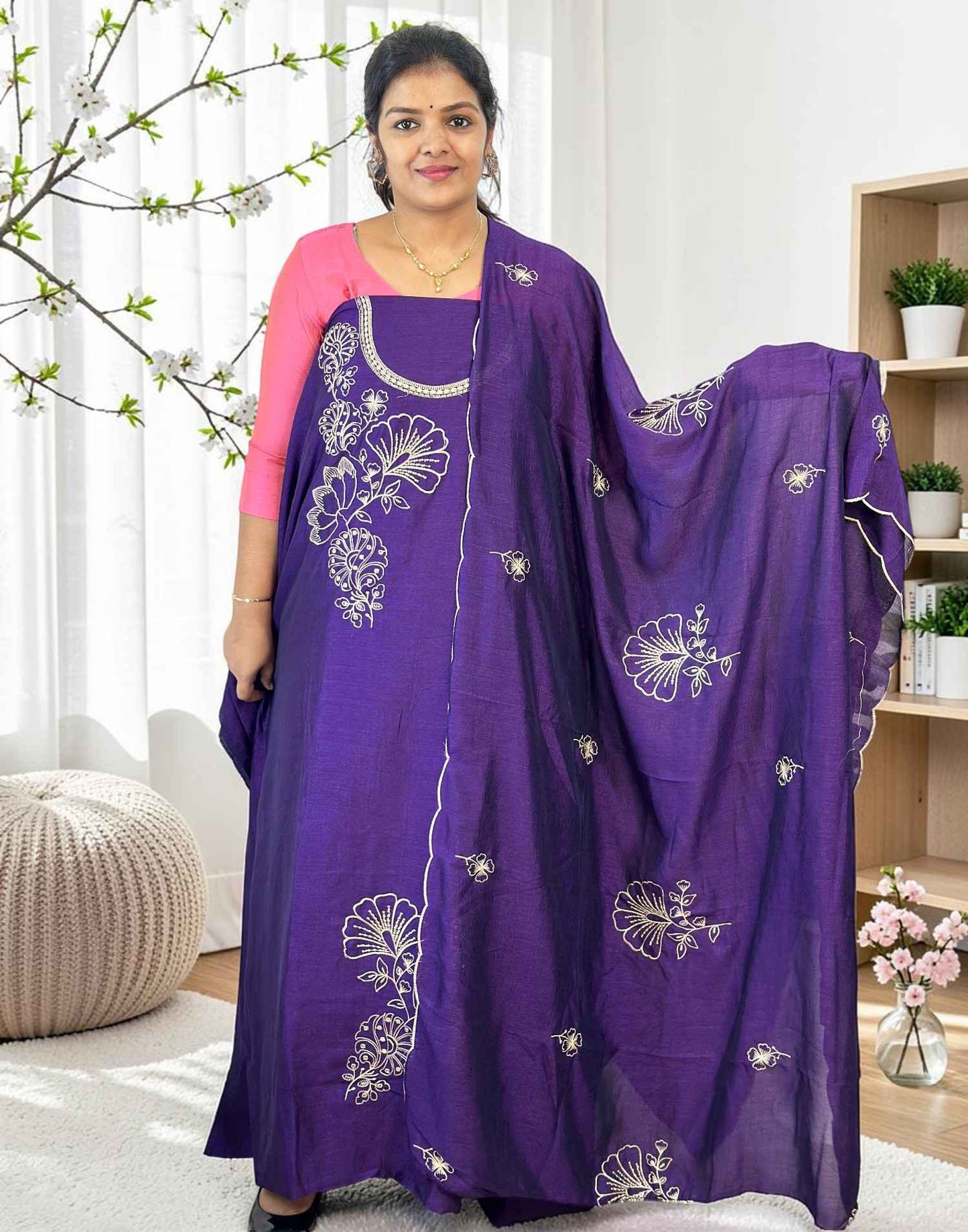 SALWAR SUITS UN-STITCHED VIOLET E7123 130726DM