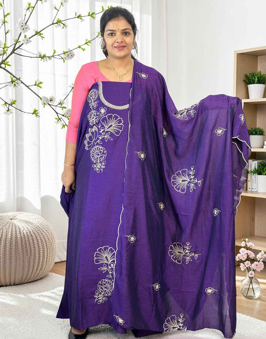 SALWAR SUITS UN-STITCHED VIOLET E7123 130726DM - ELENTRA DESIGNS BY NIMI HEINS