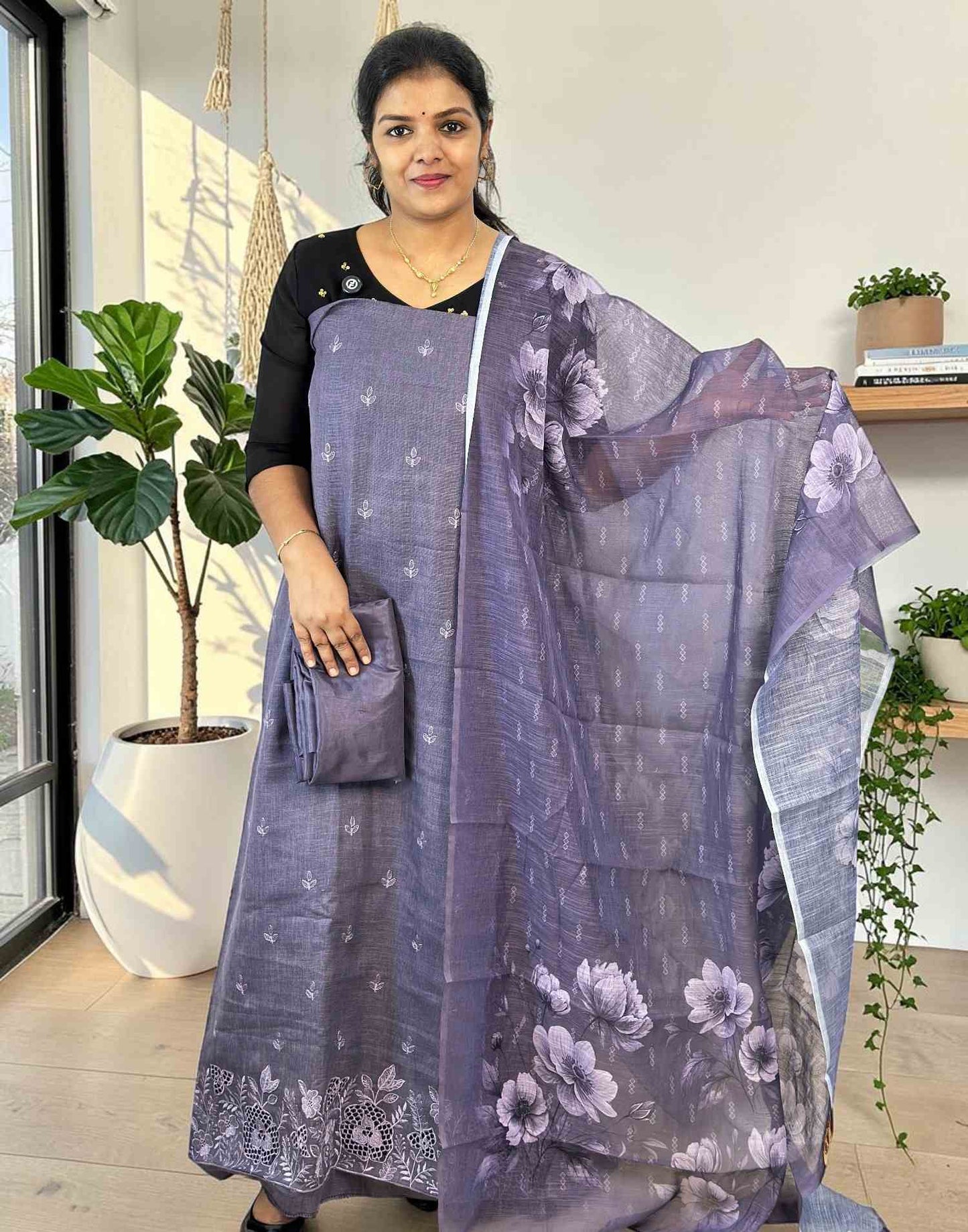 SALWAR SUITS UN-STITCHED DARK LILAC 7122 150726DM