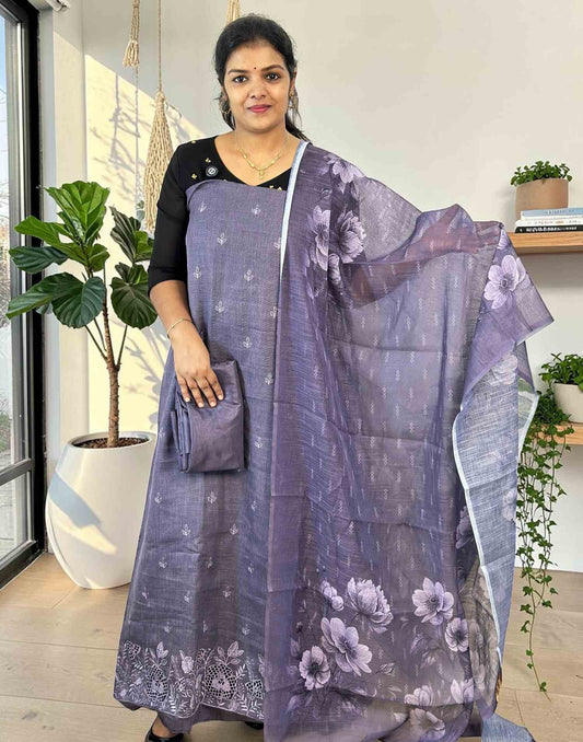 SALWAR SUITS UN-STITCHED DARK LILAC 7122 150726DM - ELENTRA DESIGNS BY NIMI HEINS