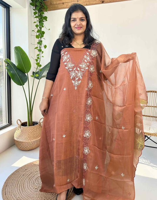 SALWAR SUITS UN-STITCHED BRONZE E7120 140726DM - ELENTRA DESIGNS BY NIMI HEINS
