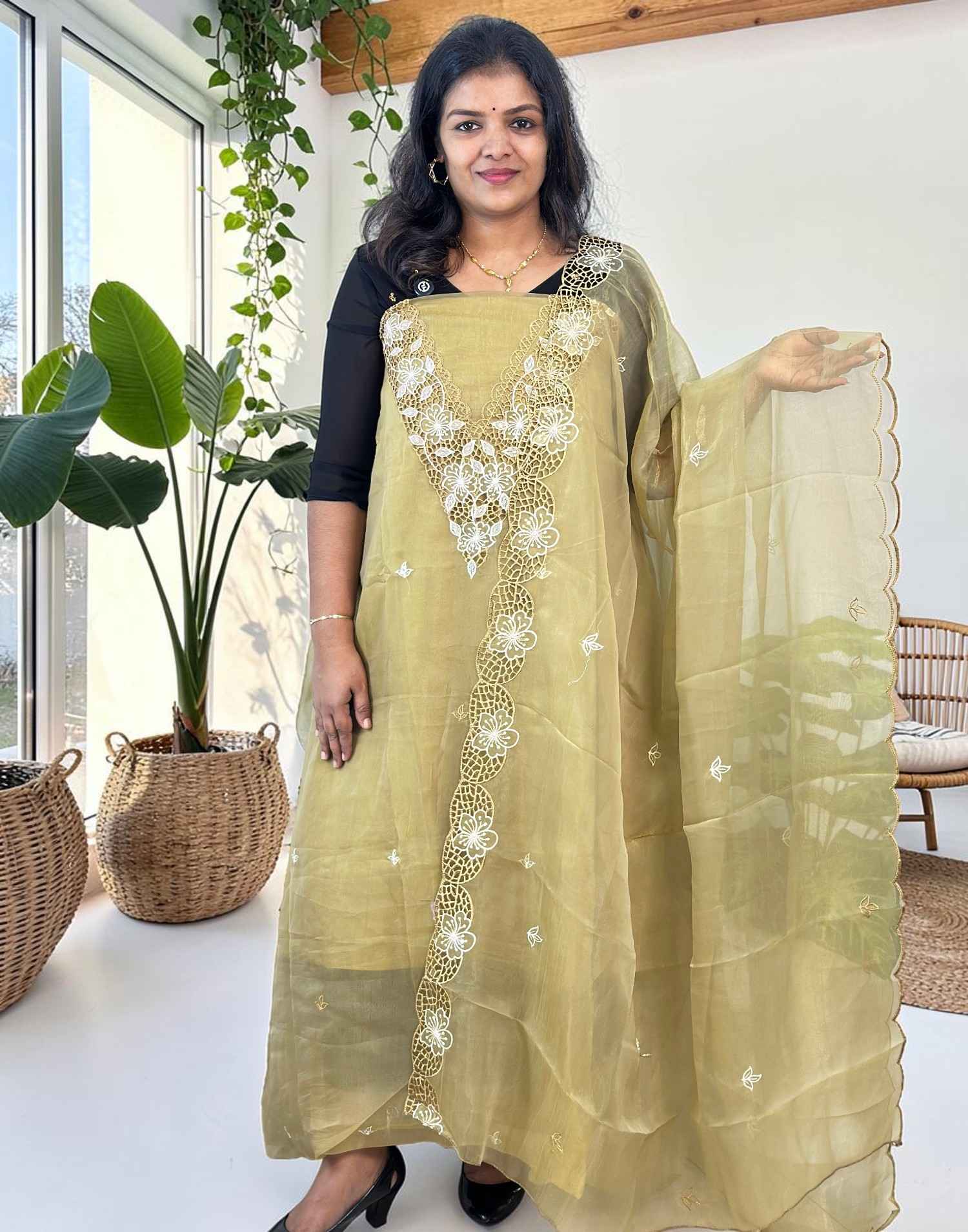 SALWAR SUITS UN-STITCHED DUSTY MEHANDI E7120 140726DM - ELENTRA DESIGNS BY NIMI HEINS
