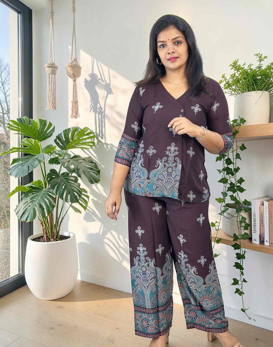 SHORT CO-ORD SET BROWN E7131 150726CS - ELENTRA DESIGNS BY NIMI HEINS