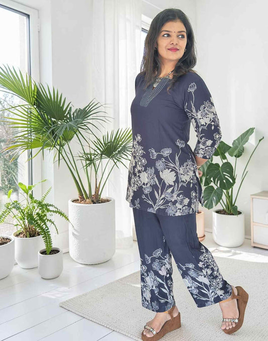 SHORT CO-ORD SET BLUE E7150 210726CS - ELENTRA DESIGNS BY NIMI HEINS