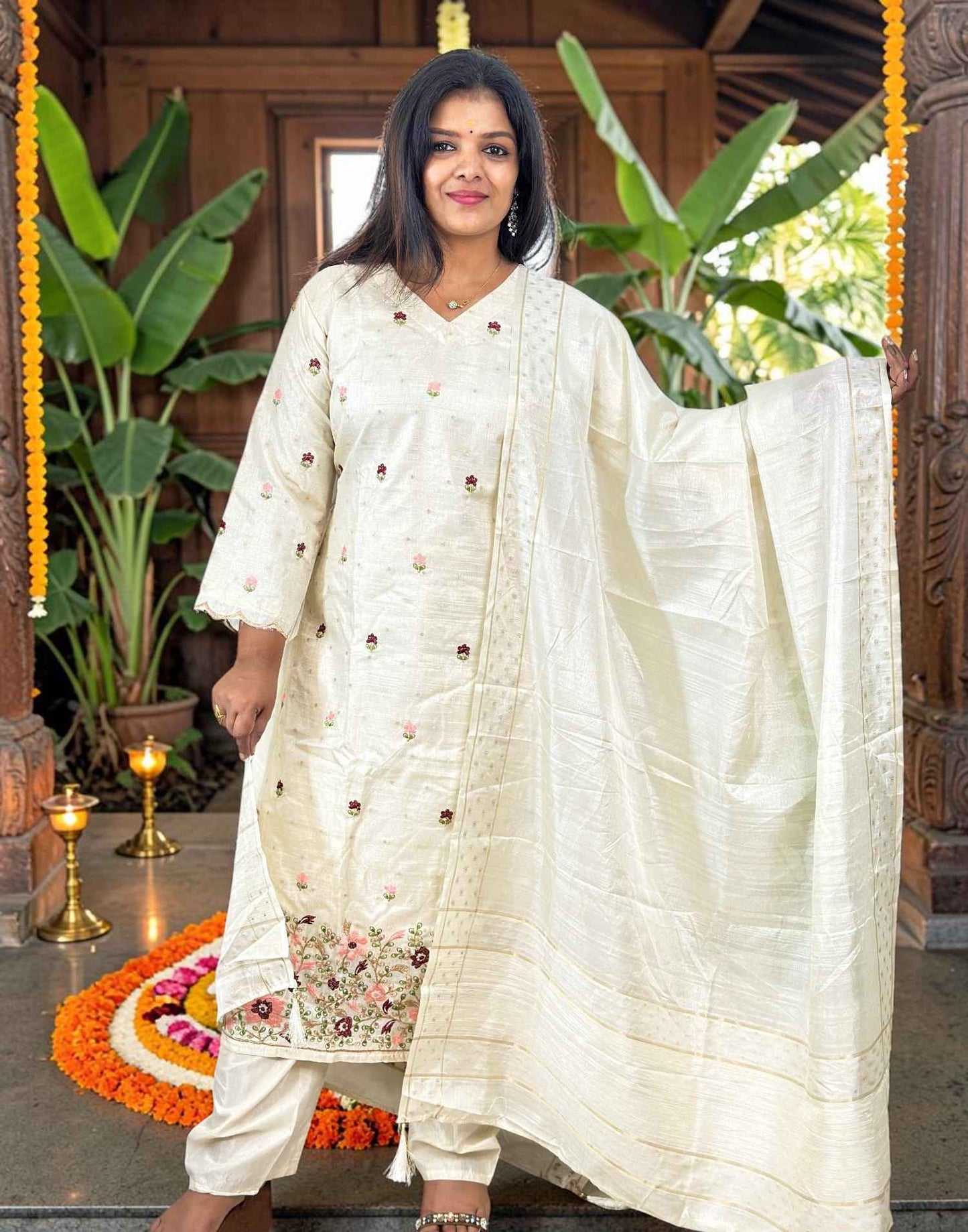 READY TO WEAR ONAM SPECIAL BEIGE n PEACH E7155 240726RW - ELENTRA DESIGNS BY NIMI HEINS