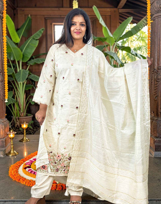 READY TO WEAR ONAM SPECIAL BEIGE n PEACH E7155 240726RW - ELENTRA DESIGNS BY NIMI HEINS