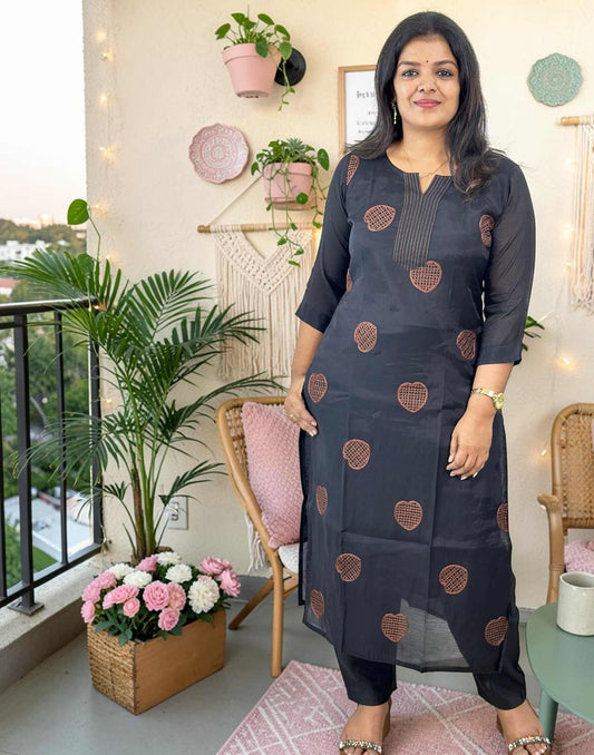 KURTI SET BLACK E7159 240726KS - ELENTRA DESIGNS BY NIMI HEINS